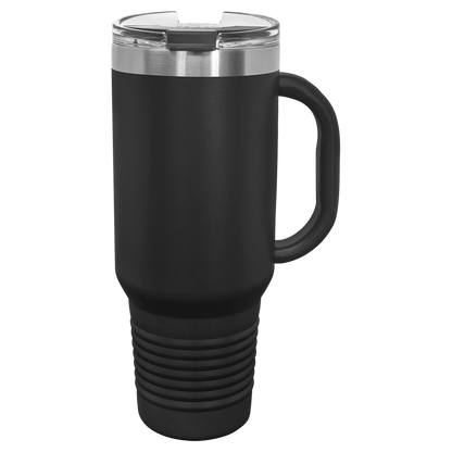 Polar Camel 40 oz. Black Travel Mug with Handle, Straw Included