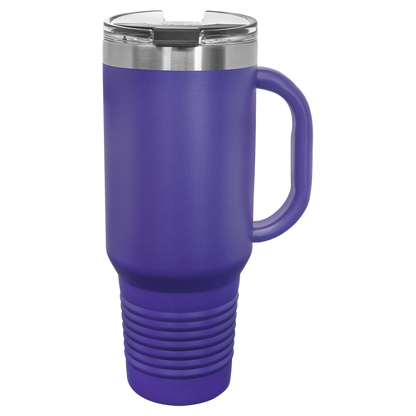 Polar Camel 40 oz. Black Travel Mug with Handle, Straw Included